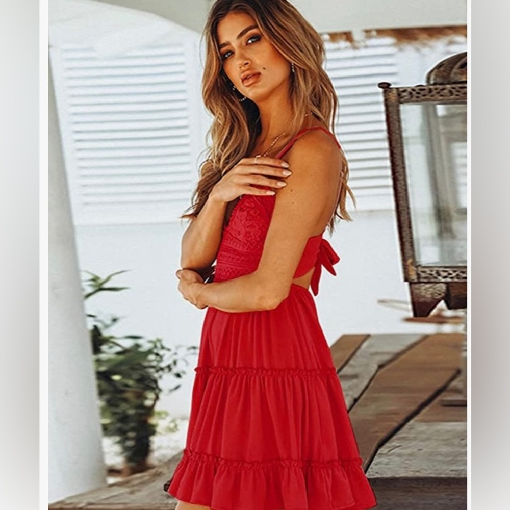 Burgundy summer dress / open back / worn once